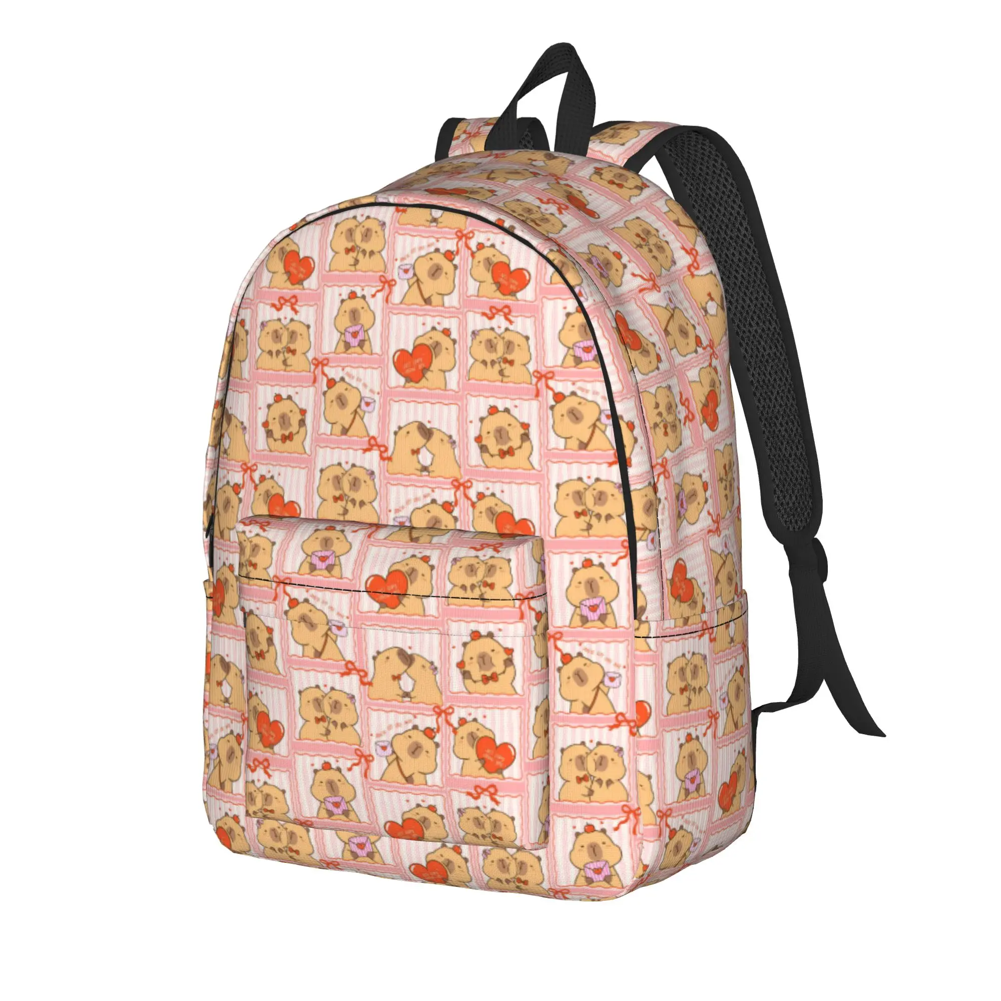 Kawaii Capybara Frames Cartoon Backpack  Outdoor Backpacks Unisex Designer Soft High School Bags Elegant Rucksack