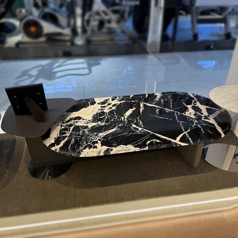 yj9 Natural luxury stone high-end marble elephant white ocean storm coffee table light luxury high-end black