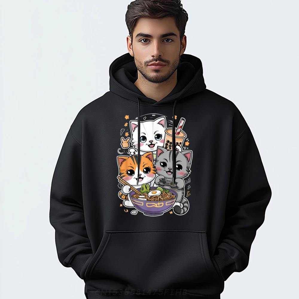 

Boba Tea Bubble Tea Gaming Gamer Ramen Cat 3XL Men Clothing Shirts Graphic New In Hoodies & Sweatshirts Long Sleeve Men