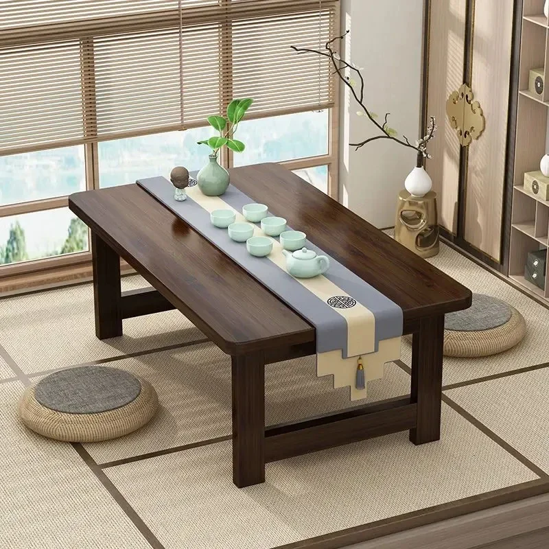 60/70CM Folding Wooden Table Bay Window Balcony Coffee Table Tatami Home Bedroom Bed  Computer Study Desk  Sundry Rack