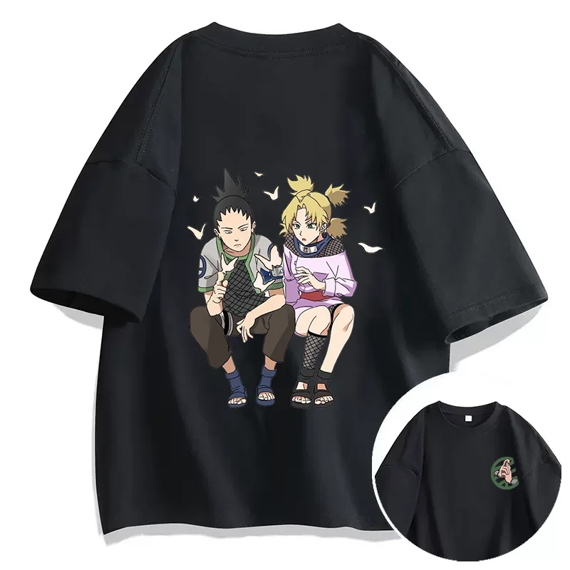 Anime Naruto T-shirt Shikamaru Printed Men's and Women's T-shirt Leisure Sports Street Student Couple T-shirt