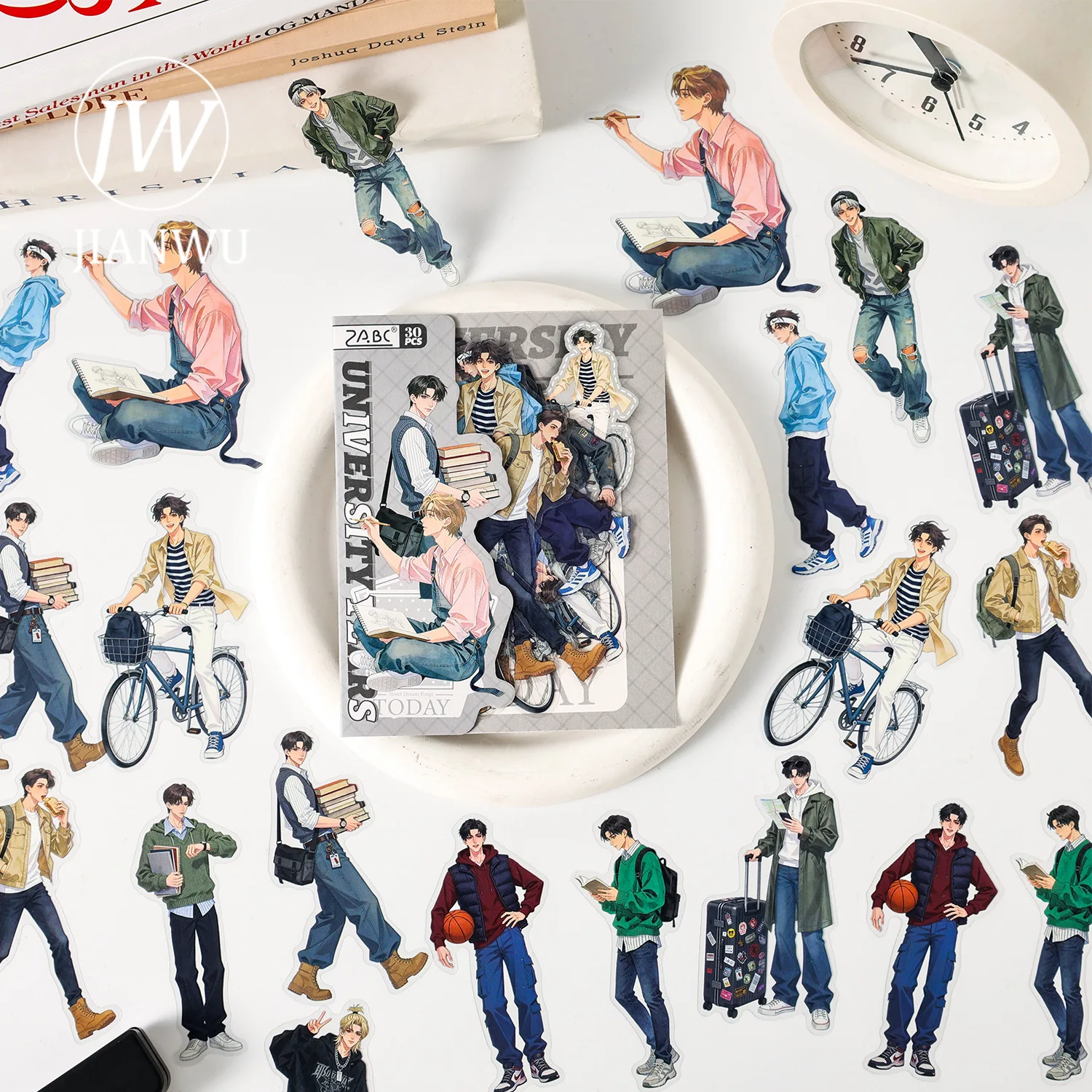 JIANWU Crowd Shadow Series Vintage Character Landscape Material Collage Scrapbooking PET Sticker Creative DIY Journal Stationery