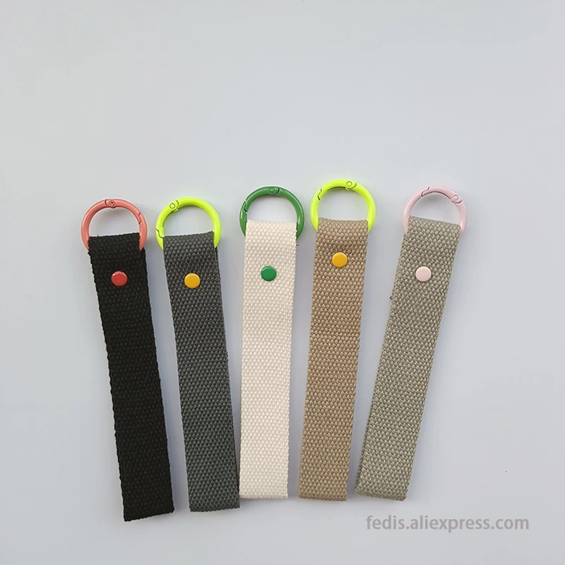 25mm Korea Canvas Name Tag Plain Keychain Keyring Webbing Strap Cotton  for Embroidery Patch Sewing Iron On Backpack