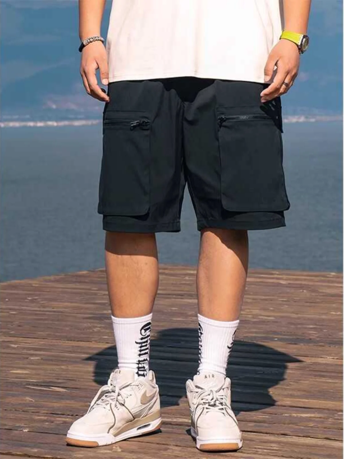 

Модные свободные дышащие шорты в американском рабочем стиле больших размеров, повседневные спортивные шорты с длиной штанин 5 дюймов для мужчин, летняя новинка