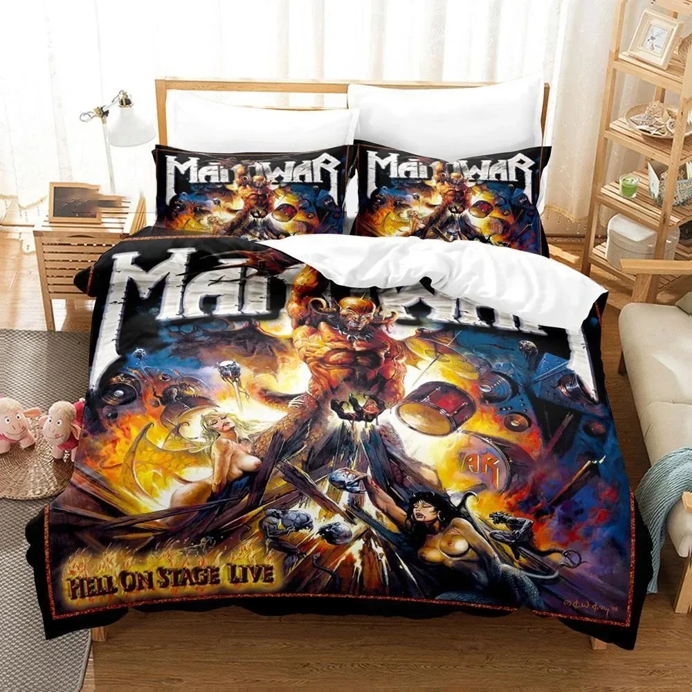 

3D Print Heavy Metal Band Manowar Comfortable Duvet Quilt Cover Pillowcase Bedding Set Children Bedroom Decoration Home Textile