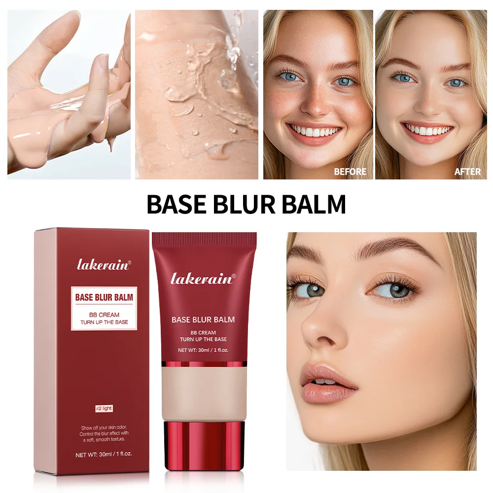 Lakerain Fond de Teint Mat Crème Longue Tenue Effet Flou Doux Couvrance Naturelle Correcteur Imperméable Maquillage Visage