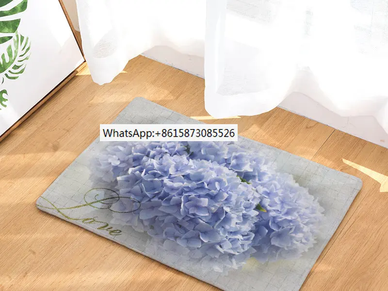 

Retro floral printing mats Flannel Anti-Slip Waterproof DoorMat Vintage Flower Carpets Bedroom Kitchen Rugs Home Decorative Mats