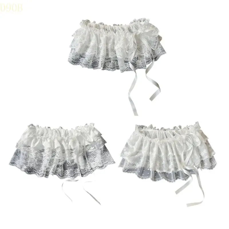 

090B Ballet Lace Tie Skirt Fart Curtain for Kids with Elegant Detailing Accent