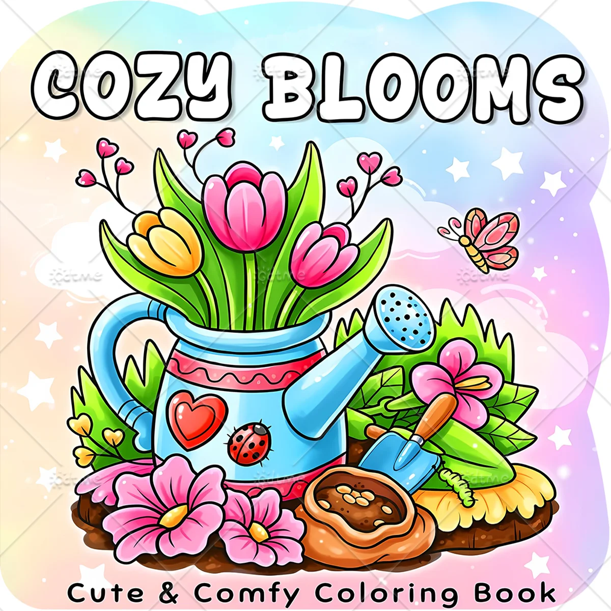 Cozy Blooms Coloring Book, Whimsical Floral Garden Scenes for Adults, Relaxing Stress Relief Activity