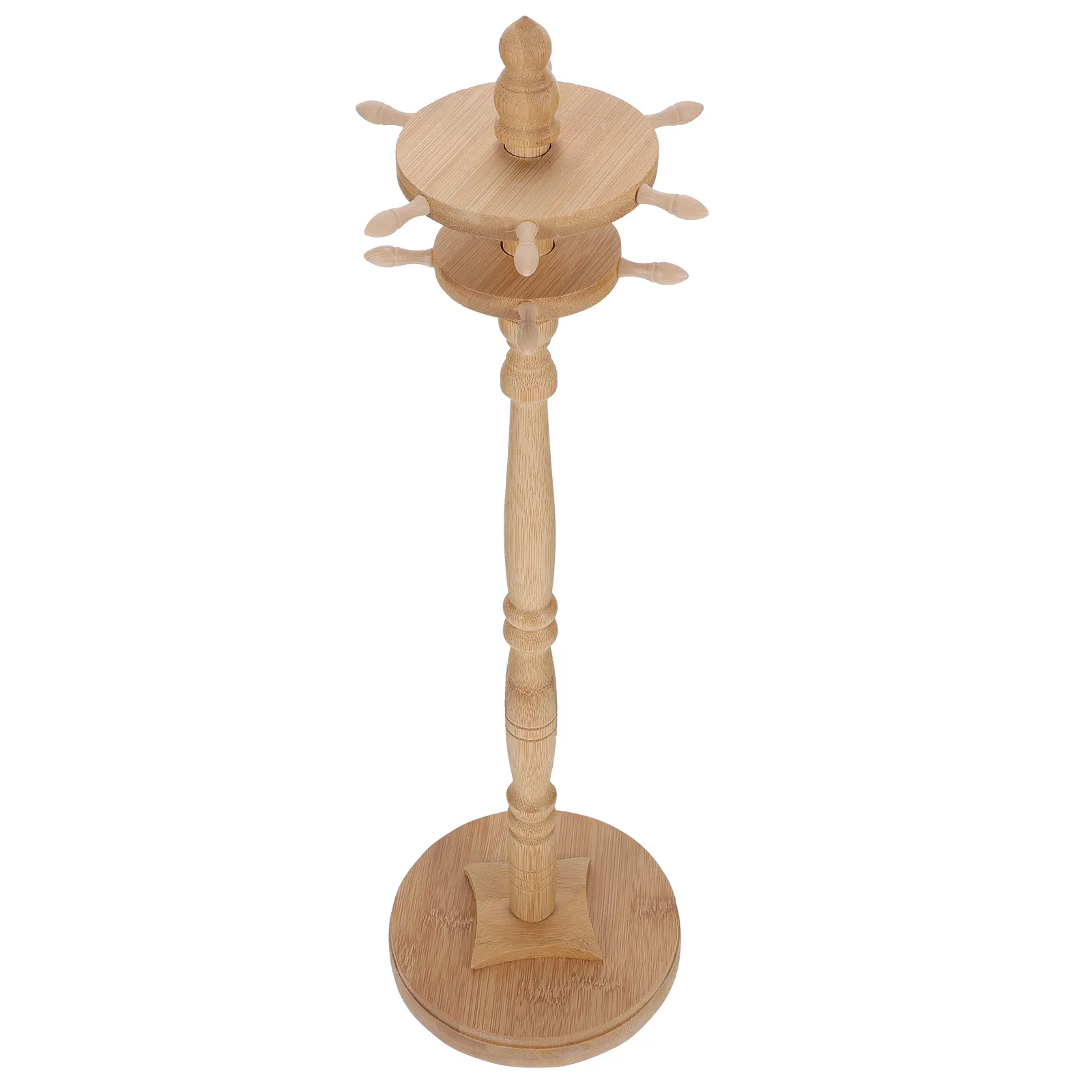 Chinese Calligraphy Brush Holder Wooden Brush Pen Hanging Rack with Rotating Design Sturdy Desktop Display Rack for Study Room