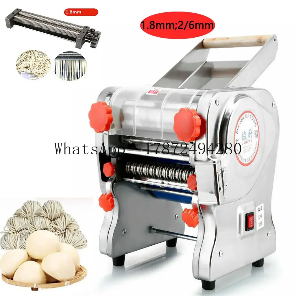 Commercial 550W Electric Noodle Maker Full Stainless Steel Pasta Machine Dual Knife Dumpling Skin Roller