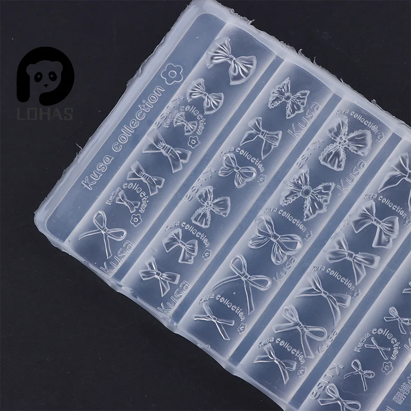 1PC 3D Bowknot Silicone Nail Mold Mixed Sized Shaped Bow Soft Stamping Plates Kawaii Ballet Bow DIY Manicure Art Mould Tools