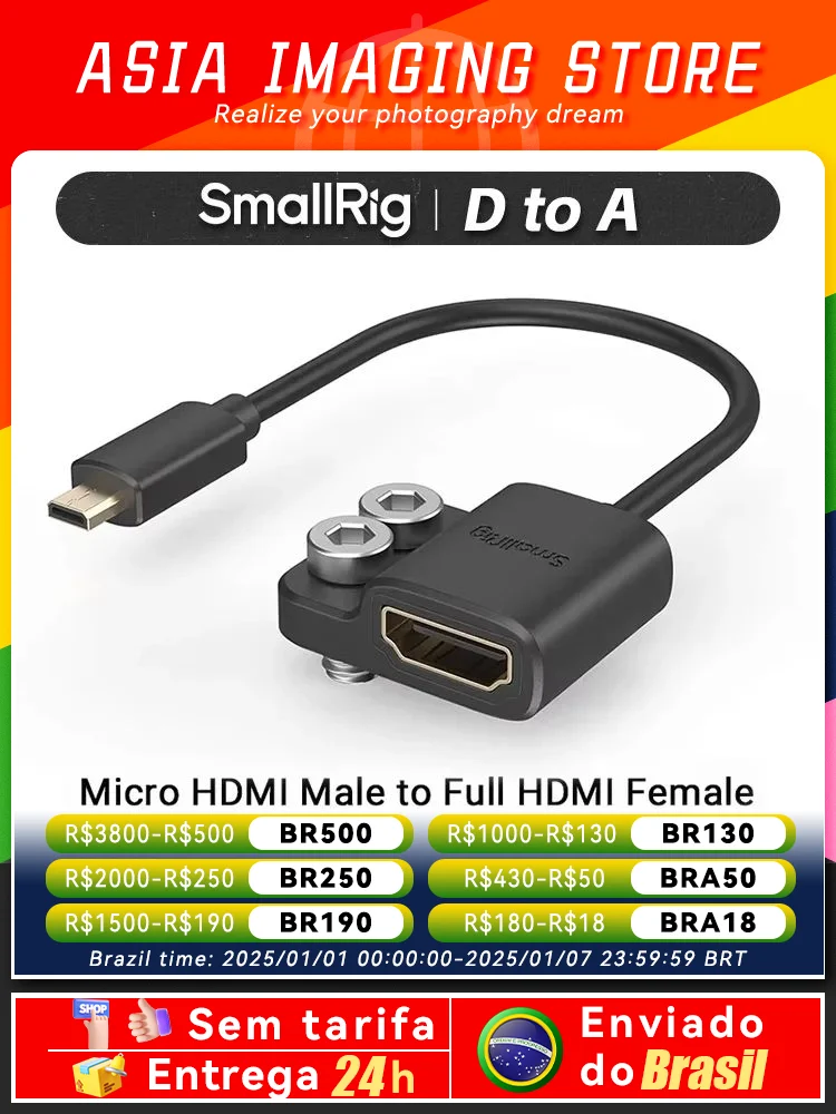 SmallRig Ultra Slim 4K Adapter Cable A to A/C to A /D TO A for BMPCC 4K & 6K/for Sony A7SIII/for Panasonic 3021