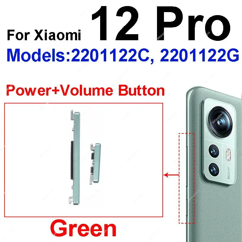 Power Volume Buttons For Xiaomi Mi 12 Pro Mi 12X Mi 12 Lite On OFF Power Volume Up Down Side Keys Replacement Repair Parts