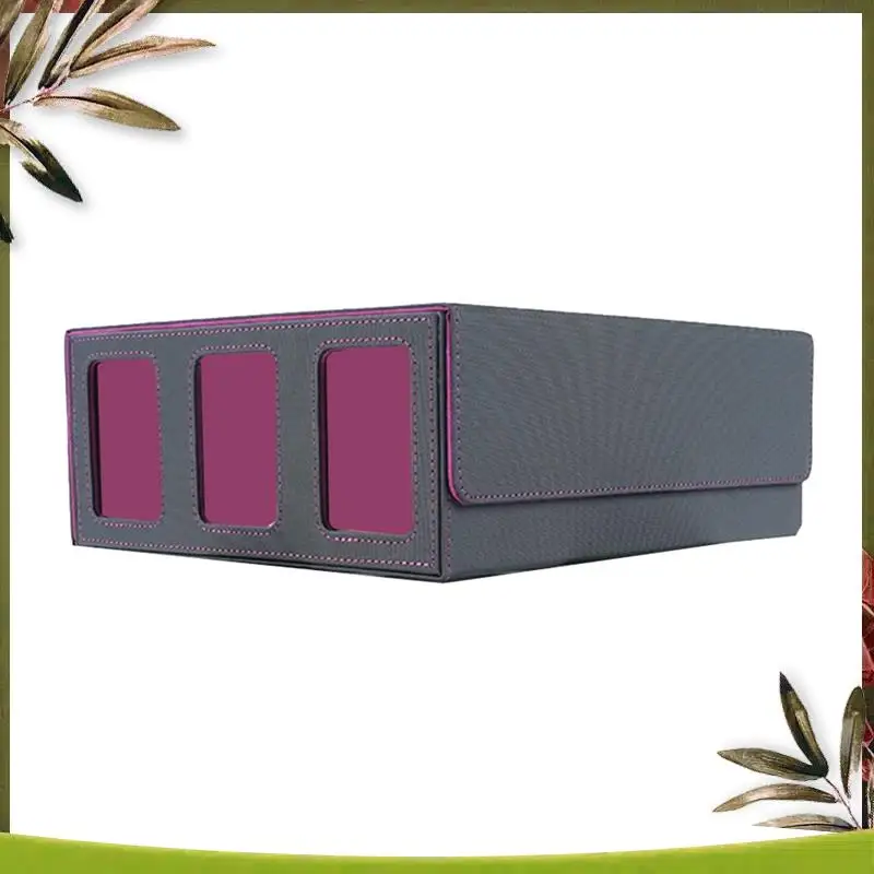 

A08P-Storage Box For Trading Cards With Viewing Window Magnetic Closure Card Holder For Magic Game Cards