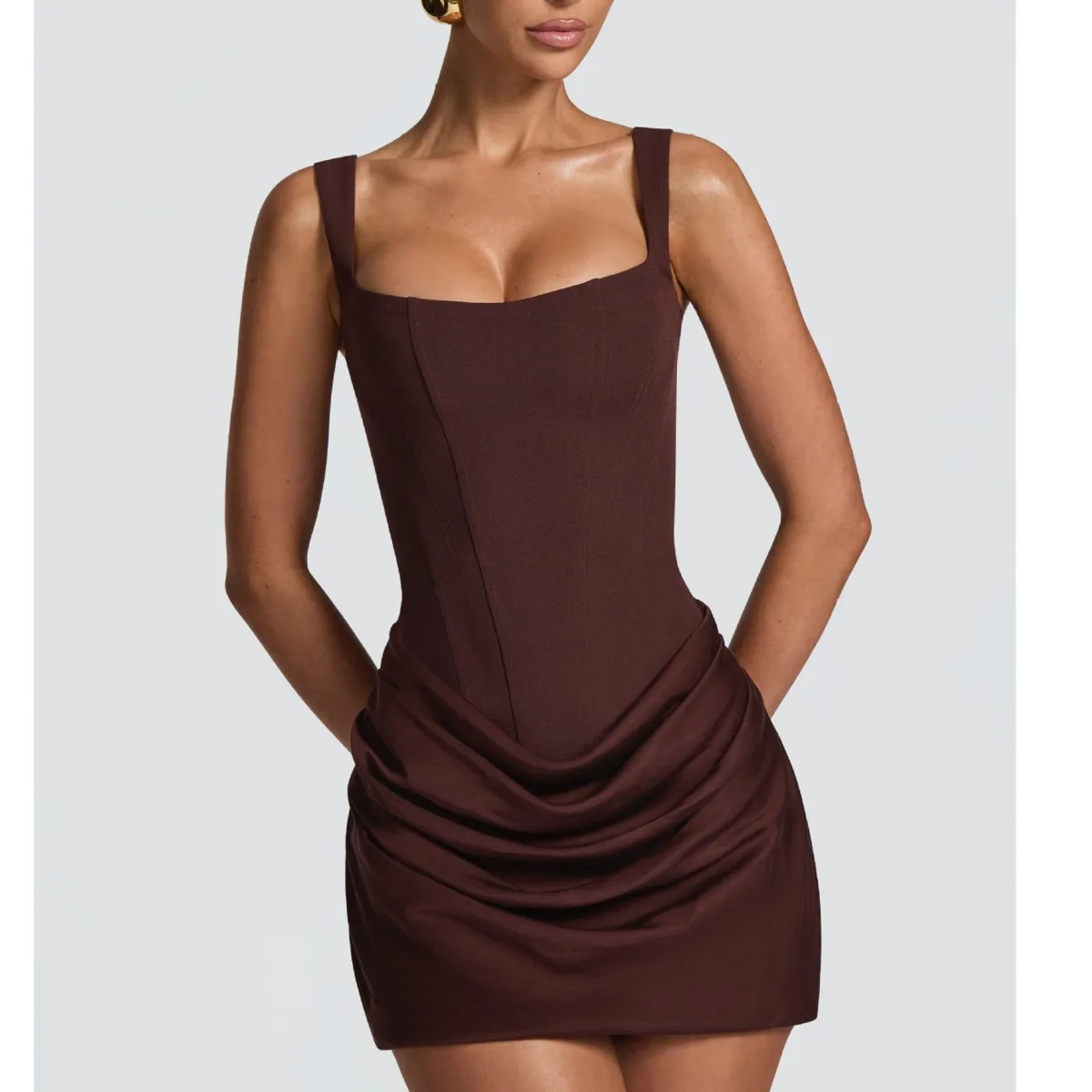 فستان BJTZ جديد أوروبي وأمريكي مثير برقبة دائرية بدون أكمام ورباط علوي #4