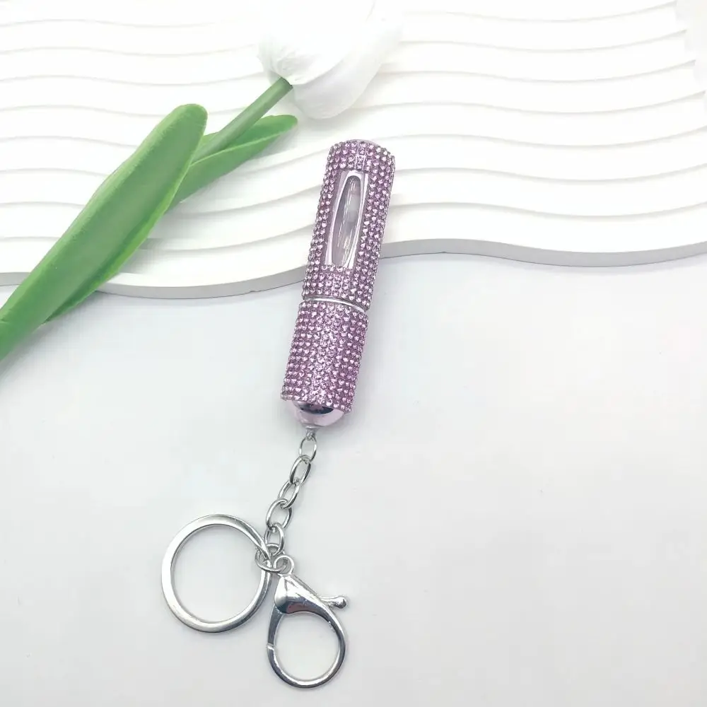 ประณีตด้านล่างพวงกุญแจรีฟิลขวด 5ml คริสตัล Key Ring Atomizer Rhinestone มินิคอนเทนเนอร์เครื่องสําอางสําหรับเดินทาง
