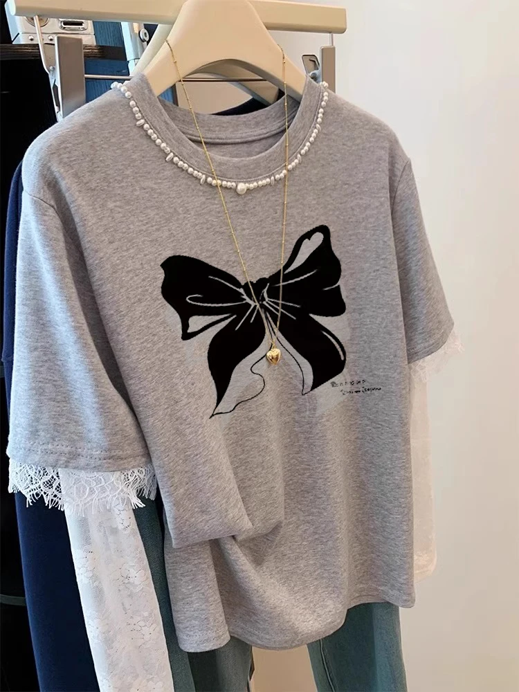 เสื้อยืดสไตล์ญี่ปุ่นย้อนยุคทรงหลวม ดีไซน์ฤดูร้อนแบบนักศึกษา เสื้อยืดลำลองสำหรับผู้หญิงและผู้ชาย