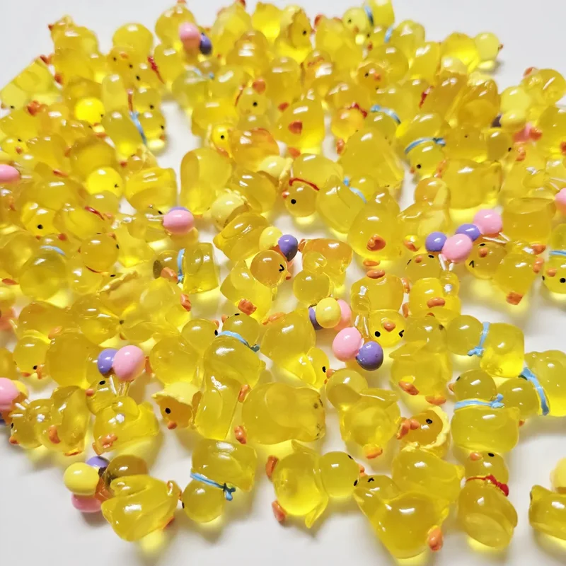 5/10 قطعة تماثيل بطة صغيرة صفراء مختلطة ، تمثال مصغر من الراتنج اللطيف يتوهج في الظلام لتزيين المناظر الطبيعية في الحديقة #2