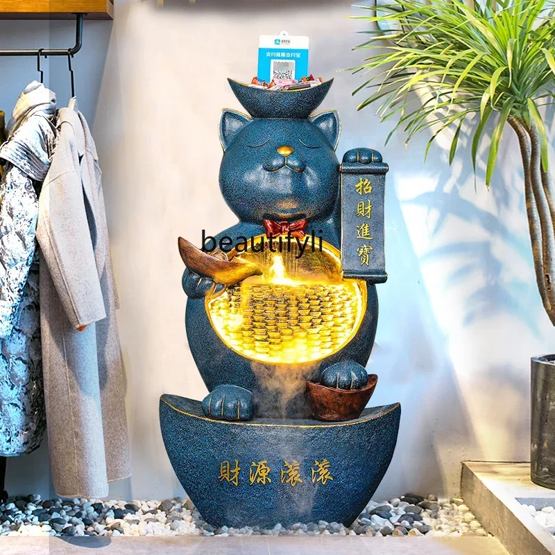 

Cy56 Lucky cat large floor-to-ceiling flowing water ornaments living room porch landscape shop club front desk decoration
