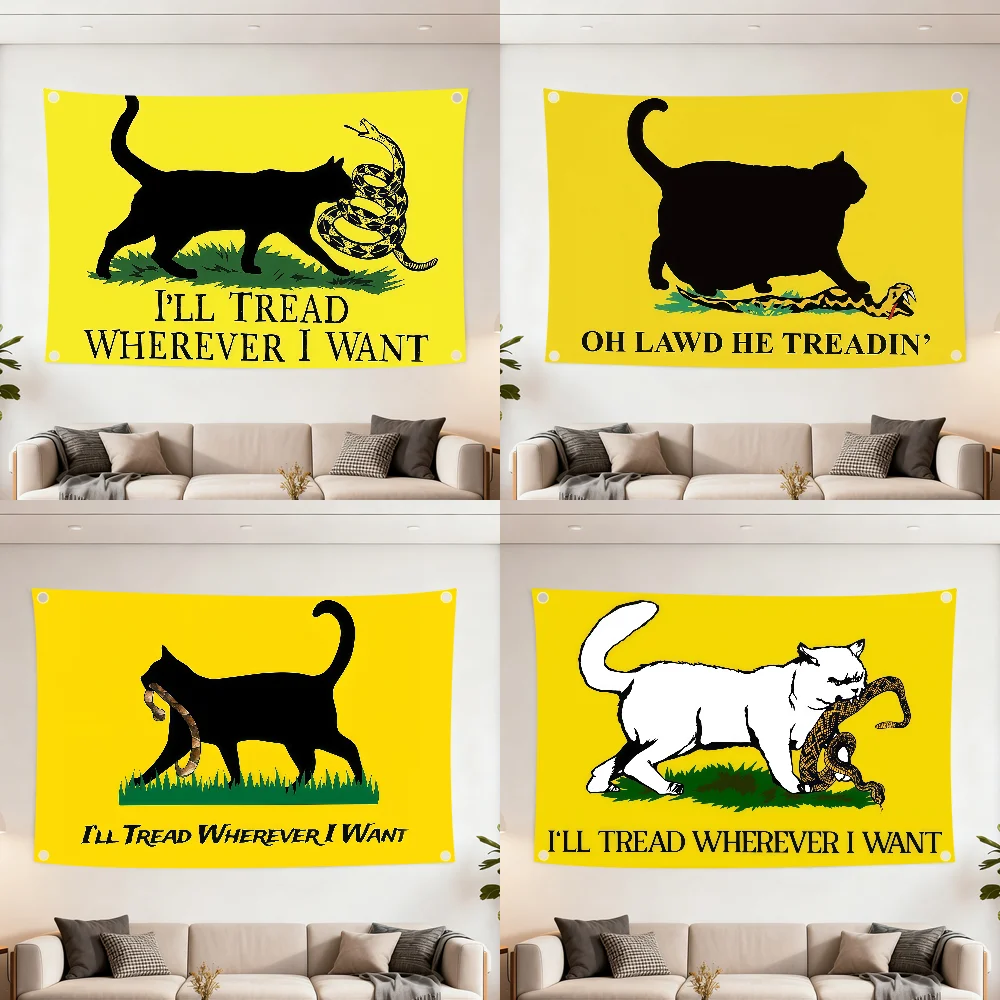 Oh My Goodness Cat steps on snake flag Decoration Outdoor Picnic Party Art Hanging Home Camping Party Banner Best sellers