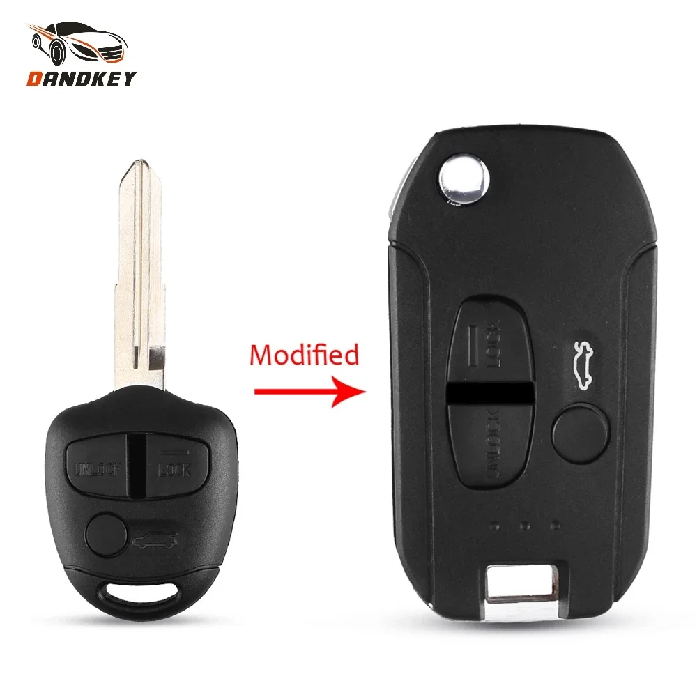 

Dandkey 3 Button Modified Remote Flip Folding Car Key Case Key Shell For Mitsubishi Outlander Lancer EVO Colt Mirage MIT11 Blade