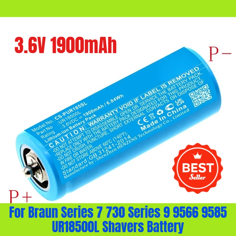 

3.6V 1900mAh for Braun Series 7 730 Series 9 9566 9585 UR18500L Shavers Battery