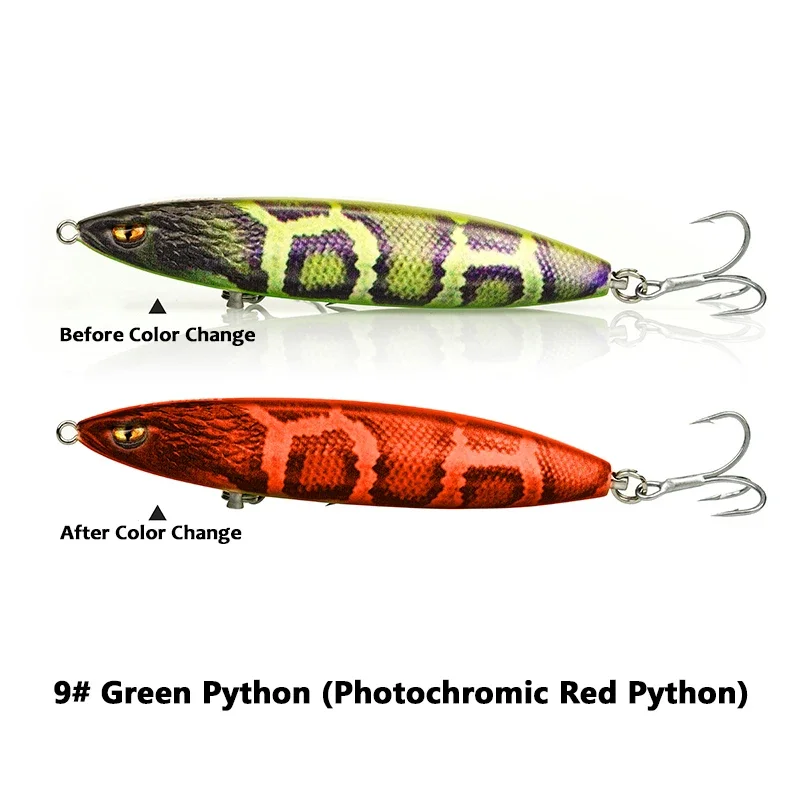 FISHANT Longying Zinkende Pencil Lure met temperatuur- en lichtkleurverandering - 80S/90S 15-28g Hard Bait voor baars en snoek