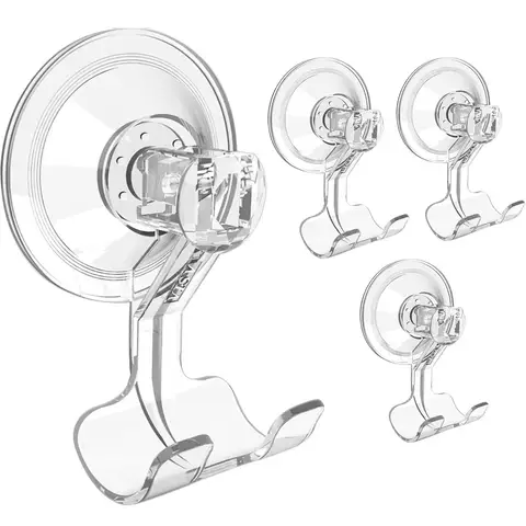 2 Suction Cup Hooks Detachable Reusable Shower Shaver Hooks Waterproof Strong Vacuum Suction Cup Hooks Storage Holder Hanger