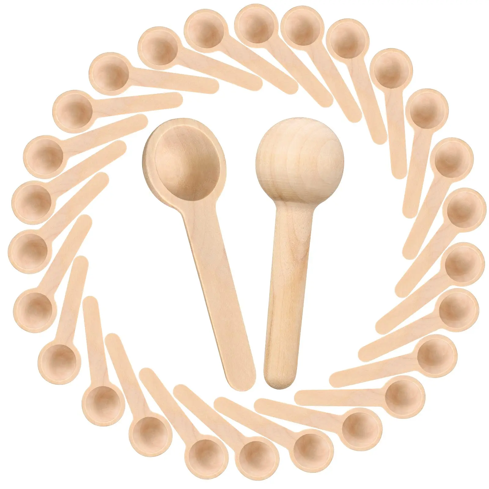 10/20/30pcs Mini Wooden Spoons Honey Coffee Spoons Home Kitchen Cooking Spoons Tool Scooper Salt Seasoning Round Mini Spoon