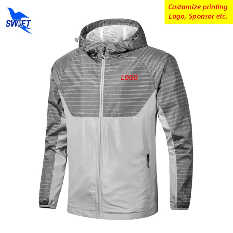 Customize LOGO Thin Sports Jacket Men Quick Dry Outdoor Breathable Running Hoodies Gym Fitness Long-Sleeve Sportswear Sweatshirt