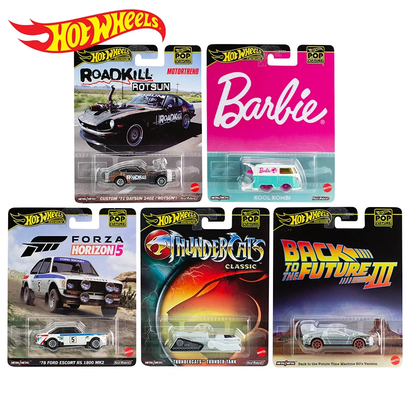 Hot Wheels Premium Pop Culture 2024 Barbie Kool Kombi Custom Datsun Ford Escort RS Time Machine Thunder Tank 1/64 Car Toy HXD63