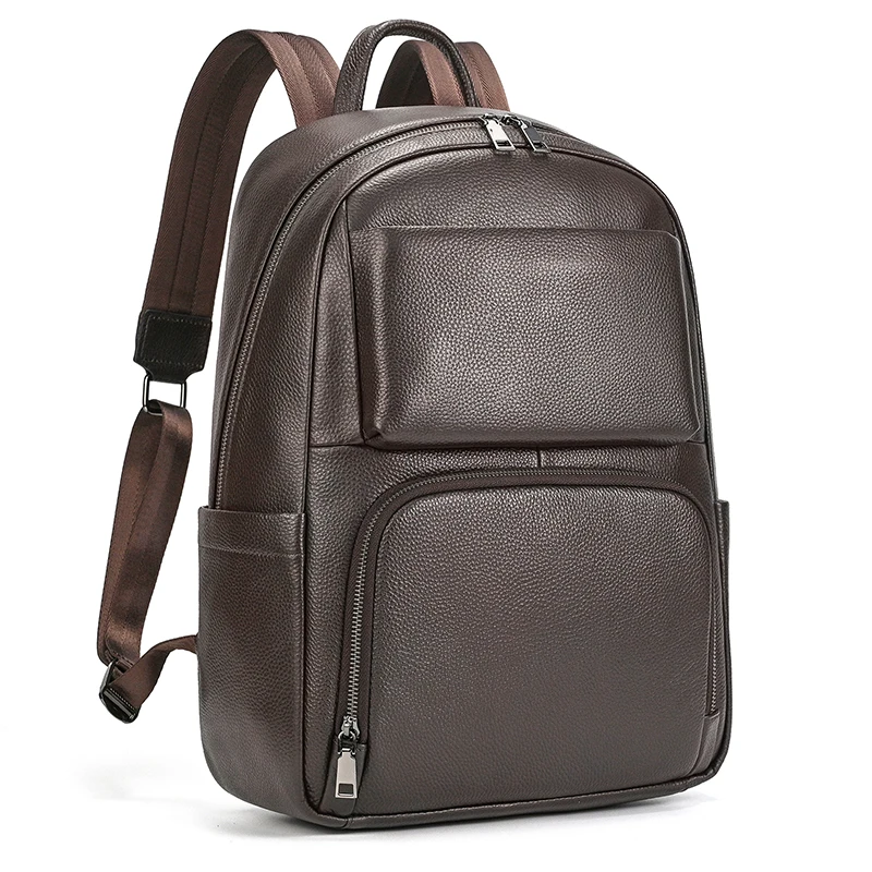 2026 Hot Fashion Genuine Leather Backpack Real Cowskin Travel Backpacks Men Women Daypack Black Brown Bagpack Bag For School
