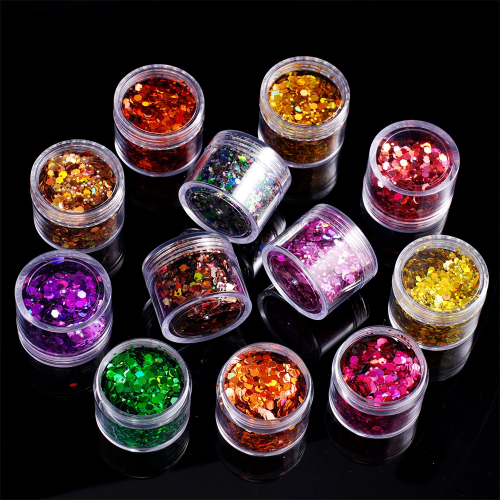 1Bottle Mixed Hexagon Shape Chunky Glitter Nail Sequin Epoxy Resin Silicone Mold Filler for DIY Craft Jewellery Making Supplies