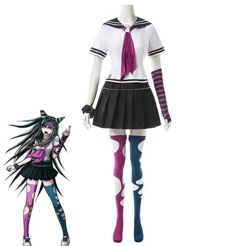 Anime Danganronpa Mioda Ibuki Cosplay Costume Colorful Devil Horn Wig For Woman Halloween Carnival Costume