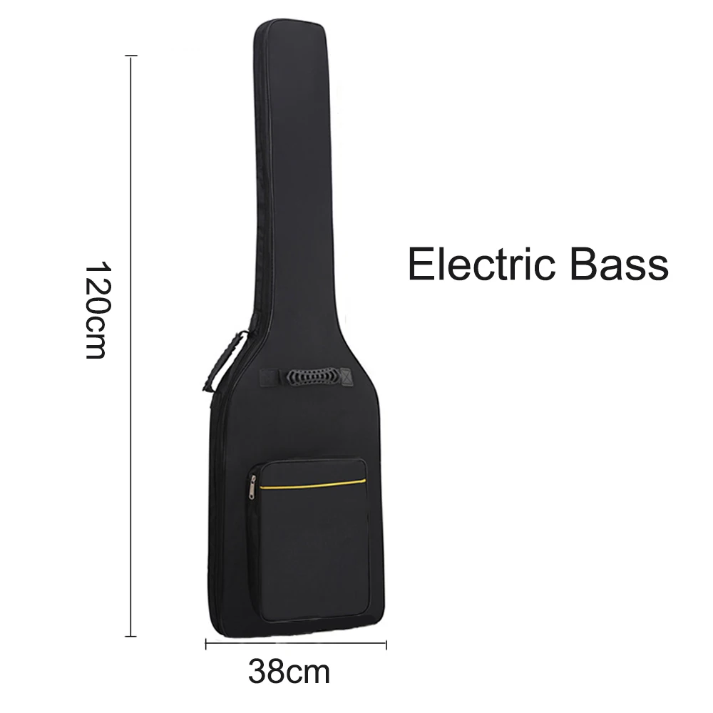 10mm Pad Bass Guitar Bag Thicken Sponge Pad Water Resistent Dust-proof Dual Adjustable Shoulder Strap Handlebag Case 120x38x14cm