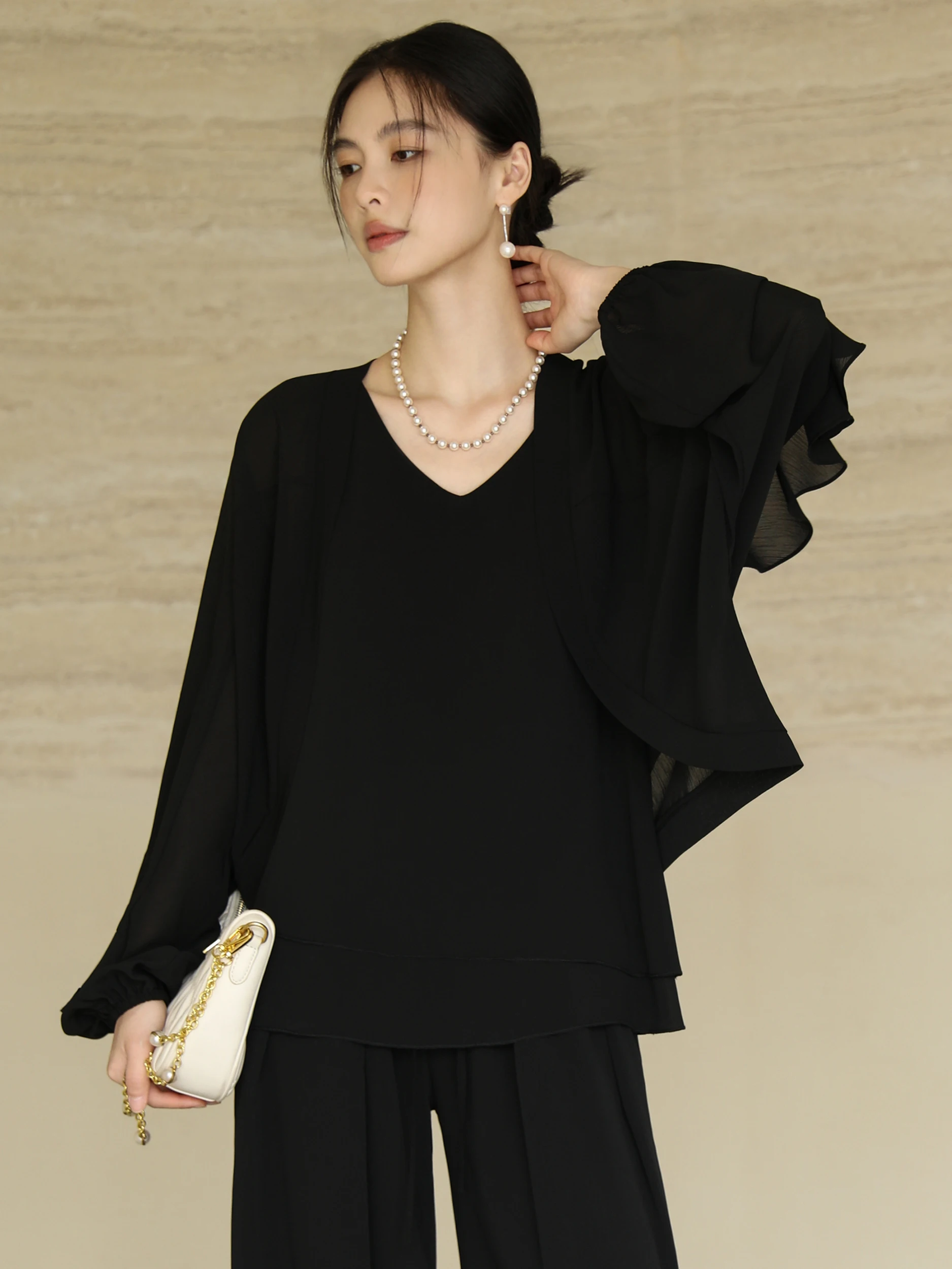 

Summer Casual Loose Lightweight Breathable Lace Trim Open Cardigan Polyester Fiber Long Sleeve V-Neck Short Coat Air Conditio...