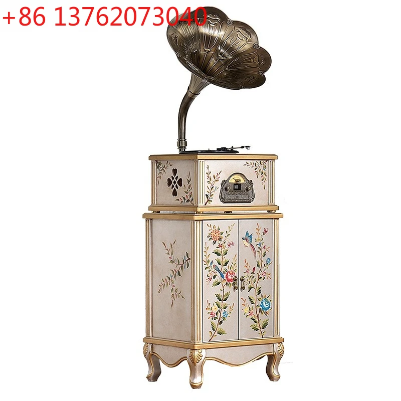 

American vinyl record player, living room painted big speaker, multi-function bluetooth player