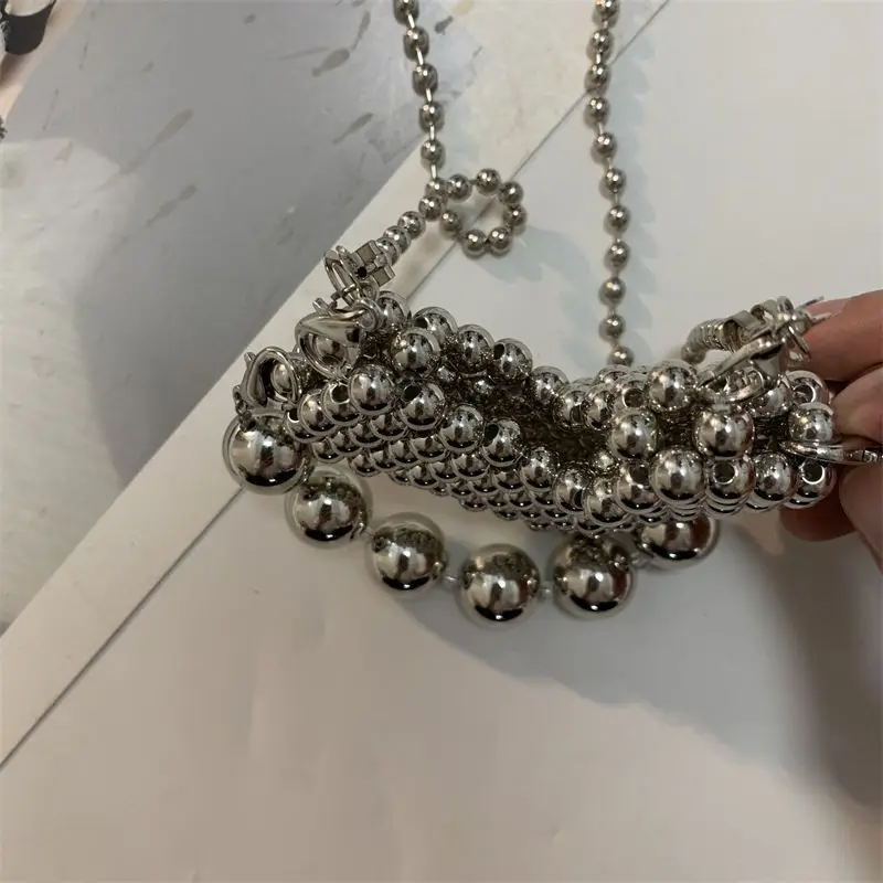 Silver Pearls Casual Heart Fashion All-match Small Crossbody Bags for Women Purse and Handbags Elegant Korean Version