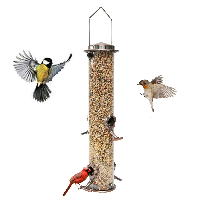

Wild Bird Hanging Feeder Tubular Anti-Rust Outdoor Garden Decor Bird Feeders Tray Birdhouse Pet Water Feeders Food Easy To Use