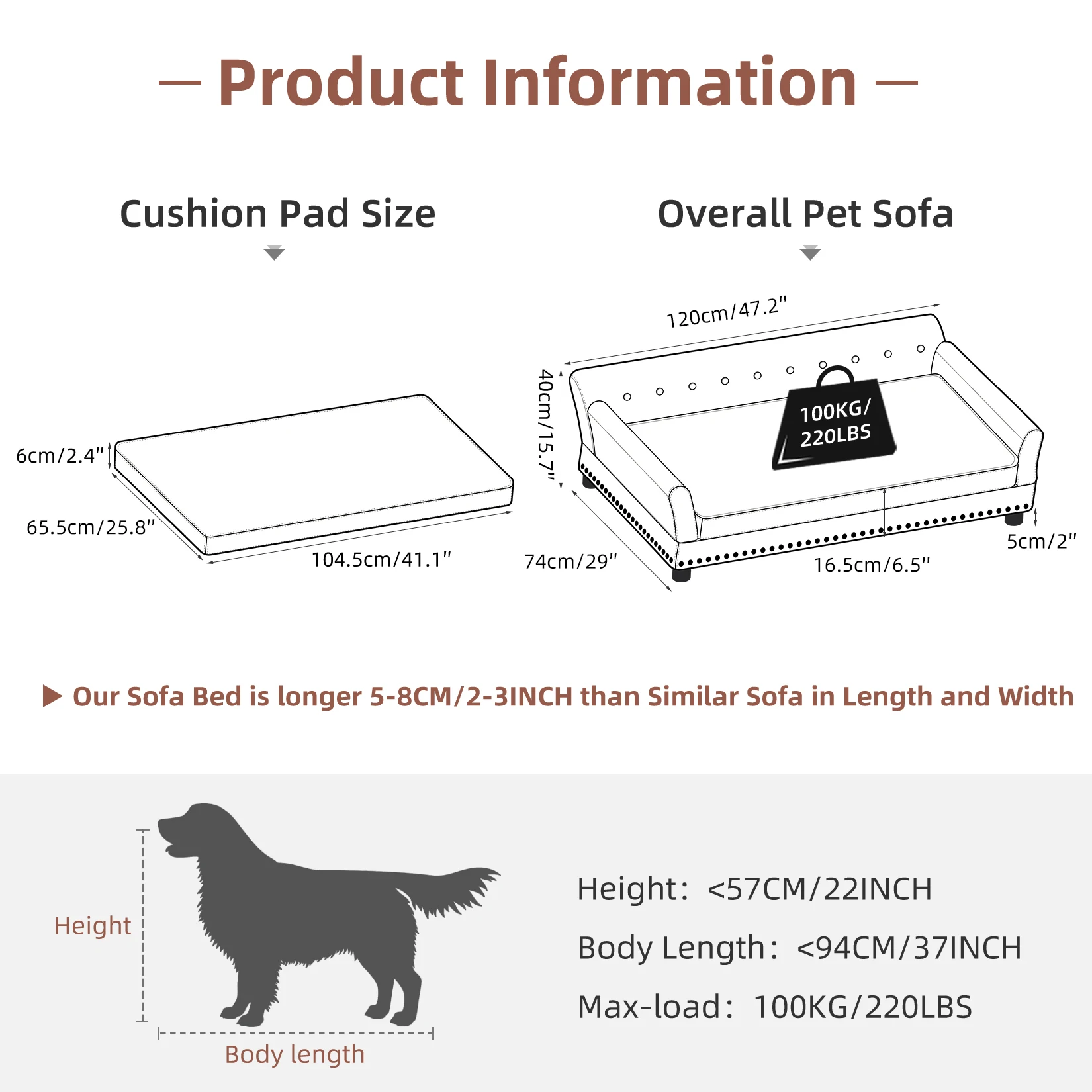 Sofá cama acolchado XL para gatos y perros, elevado y resistente - imagen 2