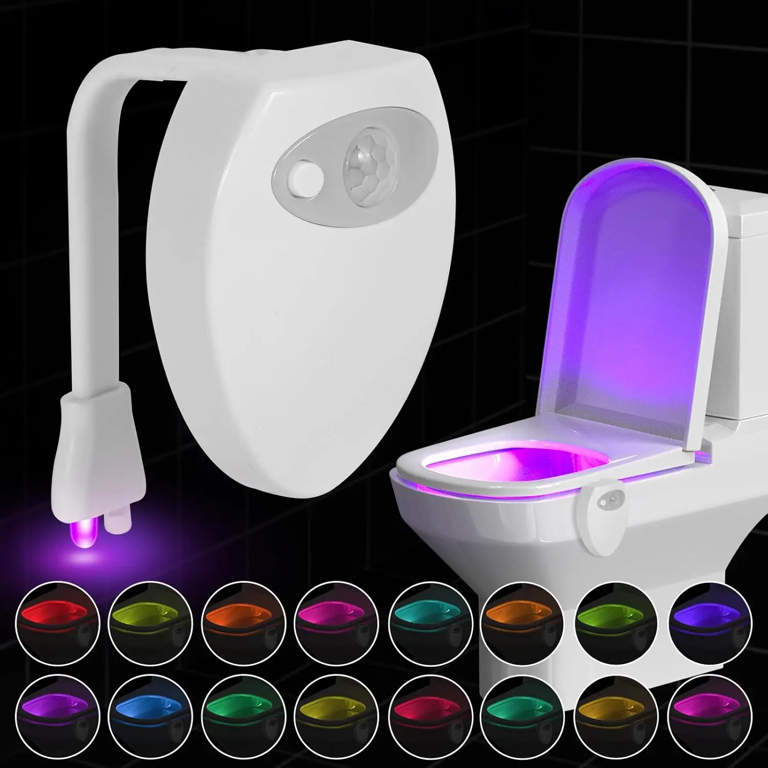 Toilet Bowl Night Light Motion Sensor Backlight 16 Colors USB Rechargeable UV Sterilization RGB Lamp Decoration Bedroom