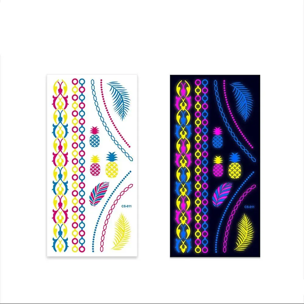 Creative Fluorescent Arm Disposable Tattoo Stickers Face Stickers Waterproof Feather Body Temporary Tattoo Stickers