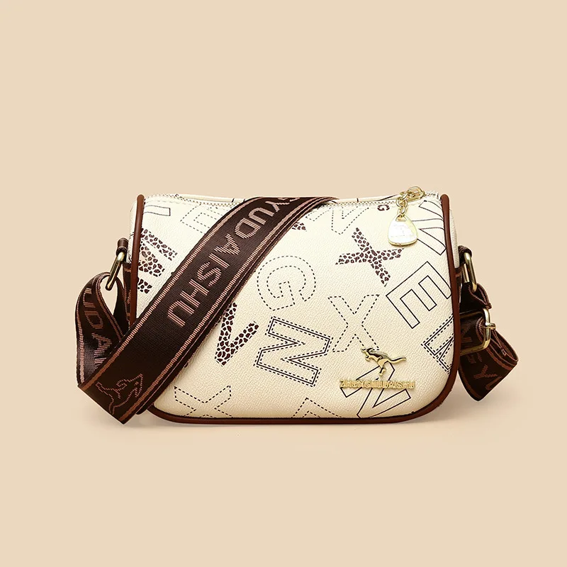 High Quality Fashion Letter PU Leather Women Pillow Handbags Brand Designer Female Shoulder Bags Wide Strap Cross Body Handbag