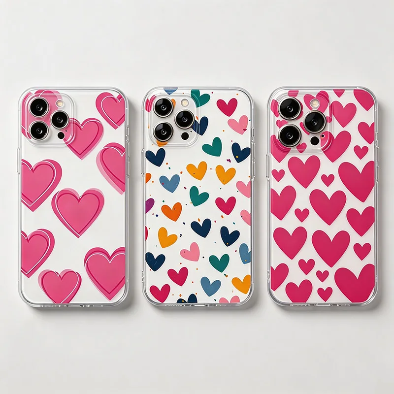Pink Heart Print  Phone Case For Samsung Galaxy S26 S23 S22 S21 S24 S25 Ultra Plus FE A16 A17 A36 A53 A55 A37 A57 5G Cover
