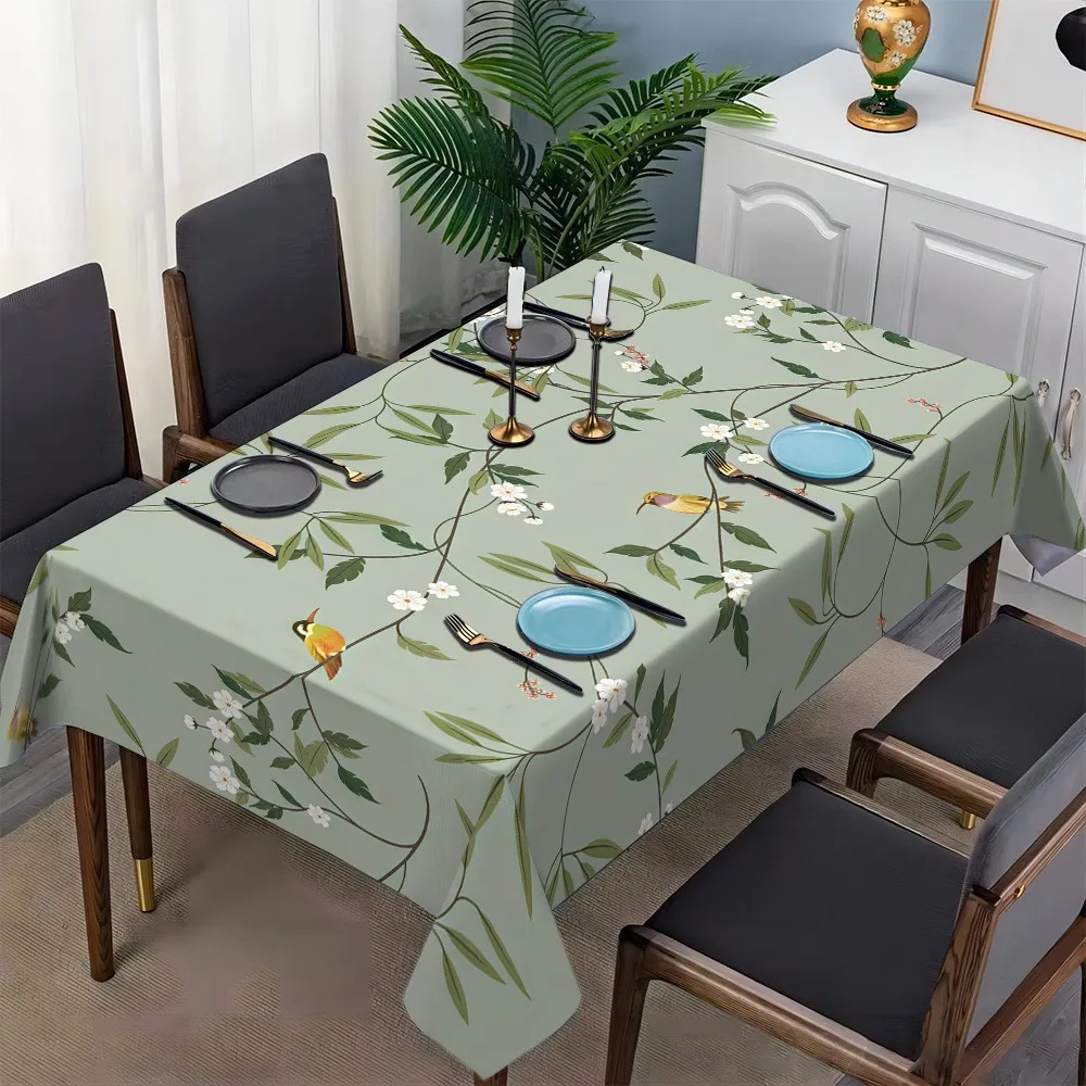 Simple style tablecloth. Rectangular multi-color printed flower tablecloth. Party and gathering.