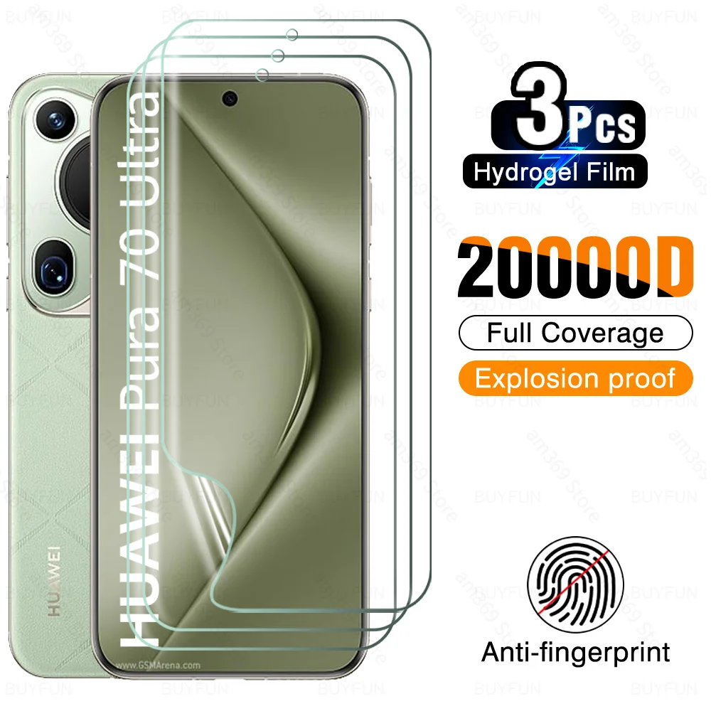 3Pcs For Huawei Pura 70 Ultra Hydrogel Film Not Glass Hauwei Pura70 Pro+ P70 Pro Plus 70Pro 70Ultra 2024 Curved Screen Protector