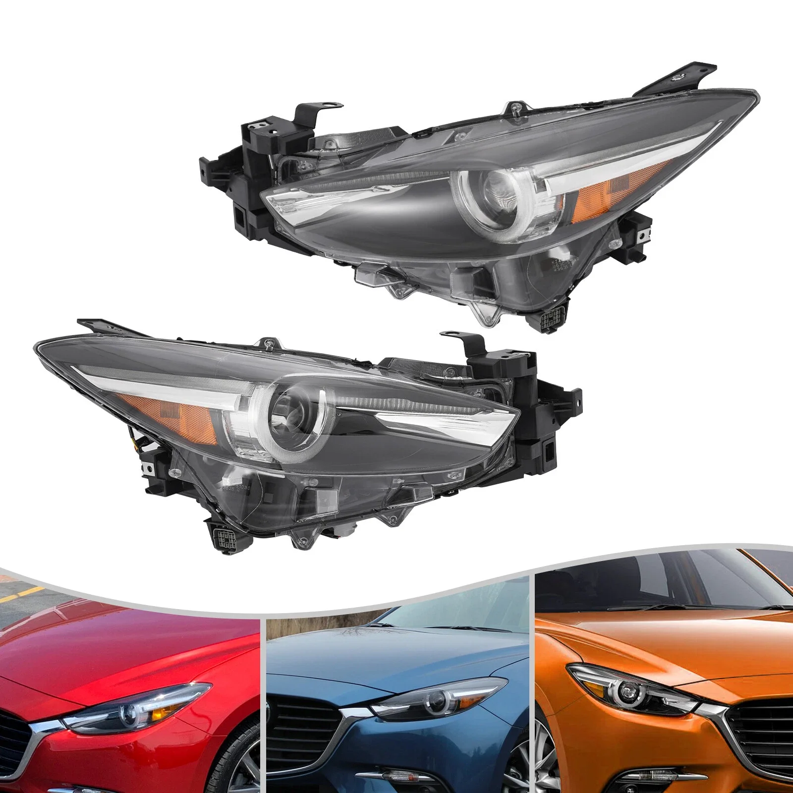 

NEW For 2017-2018 Mazda 3 LED Headlight Assembly Clear Lens LED Headlamp Black Housing Headlamp w/Bulbs with LED DRL