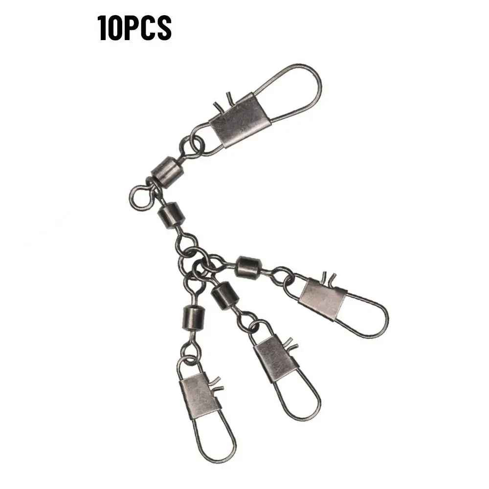 

10PCS Stainless Steel Rolling Swivel with Hanging Snap Heavy Duty Ball Fishing Snap Connector with Pin Fishing Tackle Fishhooks