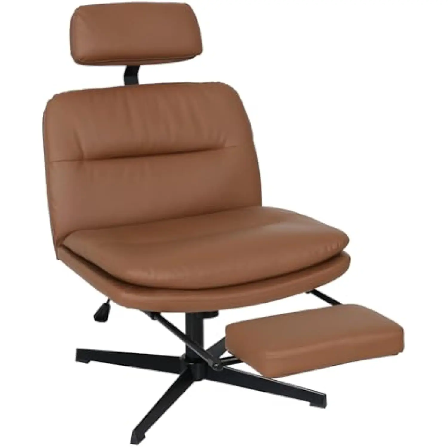 

Criss Cross Chair, Armless Cross Legged Deskhair No Wheels, Pu Leather Applesauce Office Chair Wide Padded Home Office Chair